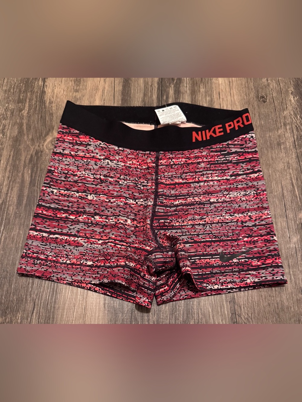 Women's Nike Pro 3" Spacedye HJ6348 Compression Shorts Red Black Medium